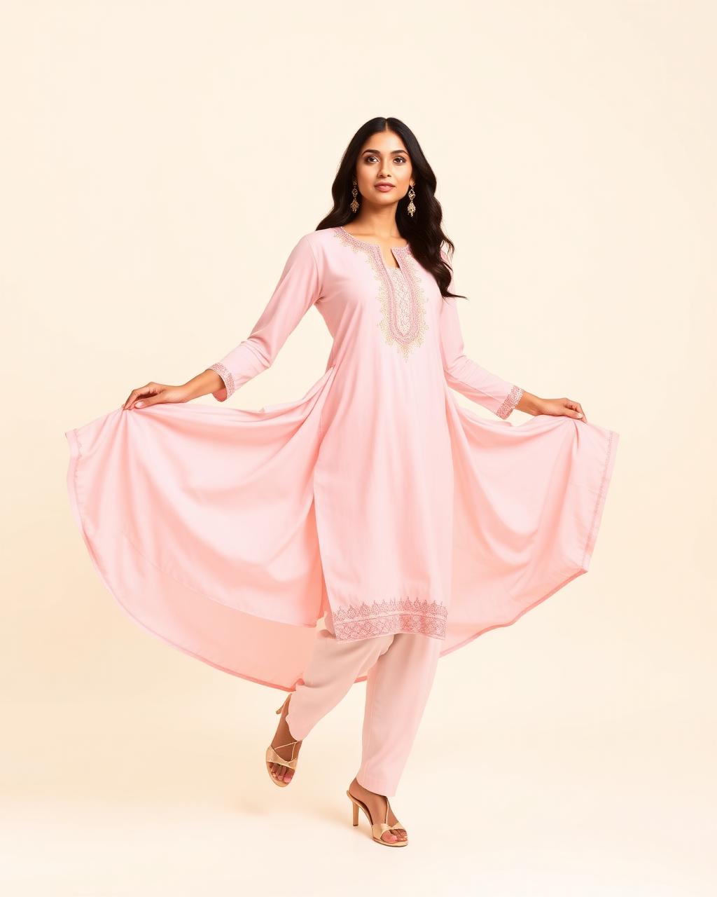Pink kurta in motion